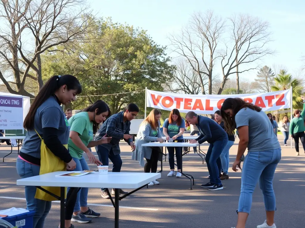 A dynamic image showing volunteers setting up for a community event, emphasizing the collaborative effort and dedication behind COMITE DES FETES OUISTREHAM's activities.