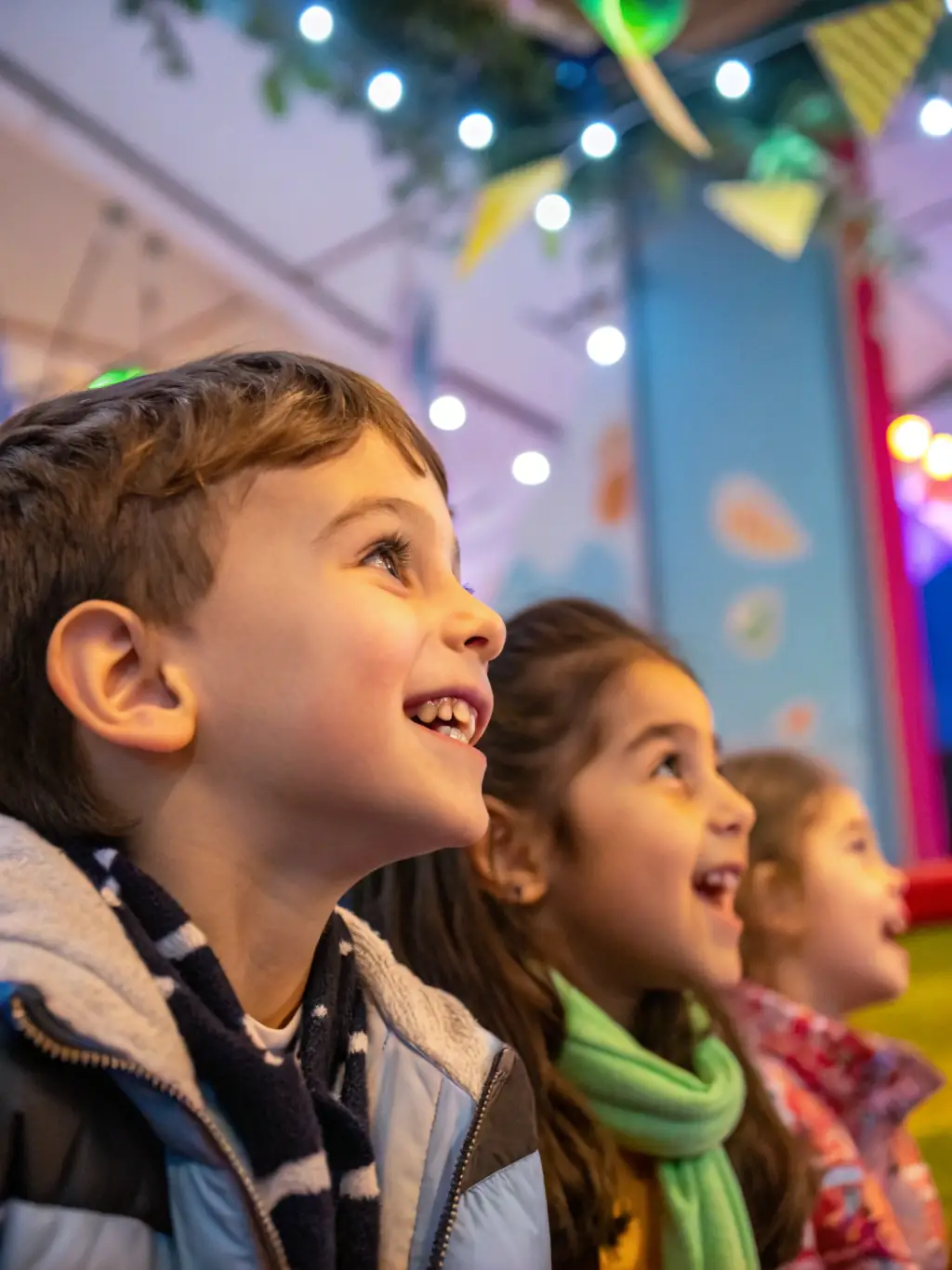 A photograph capturing children's laughter during a face-painting activity at the annual summer festival organized by COMITE DES FETES OUISTREHAM.